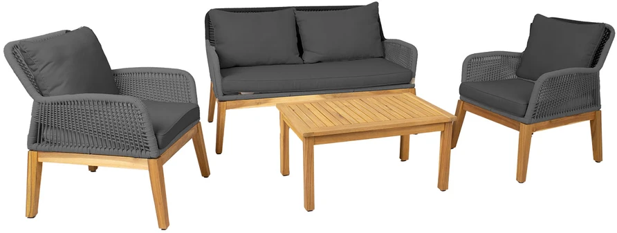 Lauko baldų komplektas Home4You Sodo baldų komplektas FLORIDA table, sofa and 2 armchairs, pilkas