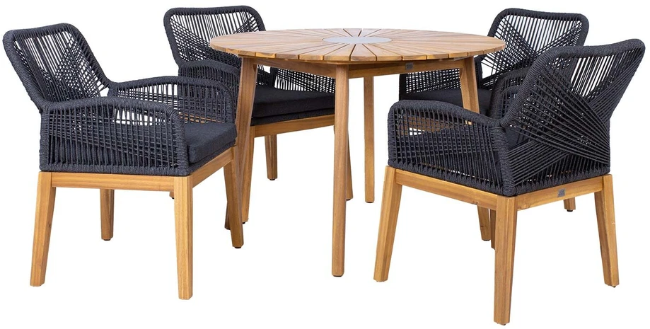 Lauko baldų komplektas Home4You Sodo baldų komplektas FLORIDA table and 4 chairs, pilkas