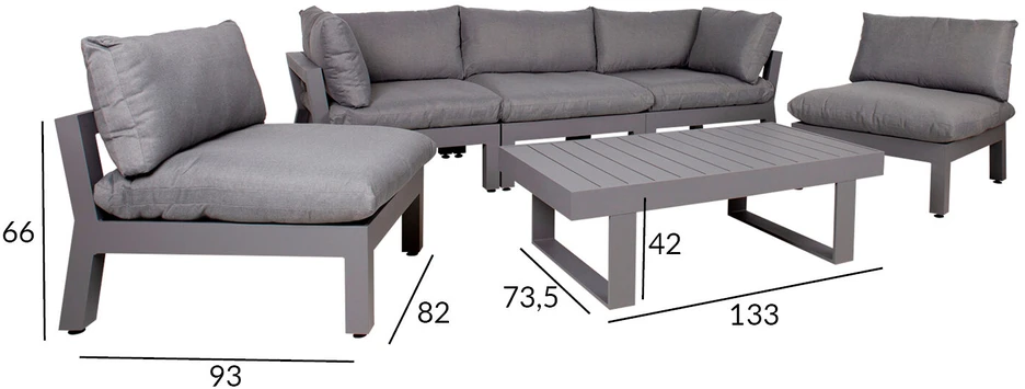 Lauko baldų komplektas Home4You Sodo baldų komplektas FLUFFY stalas, sofa ir 2 kėdės