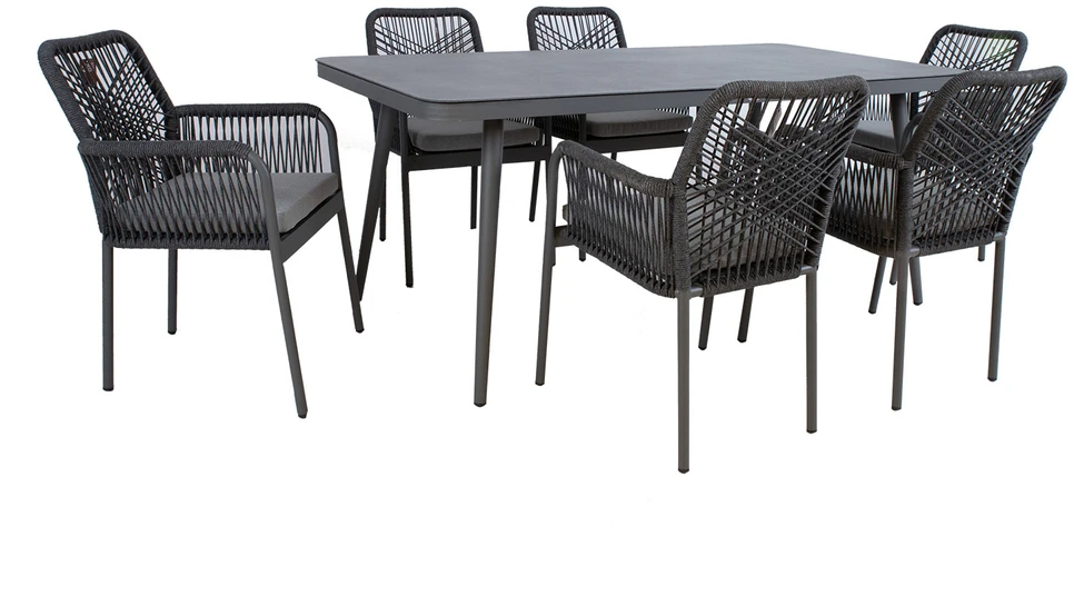 Lauko baldų komplektas Home4You Sodo baldų komplektas HELA stalas ir 6 kėdės