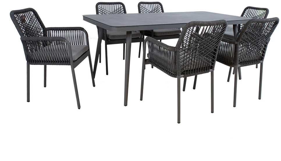 Lauko baldų komplektas Home4You Sodo baldų komplektas HELA stalas ir 6 kėdės