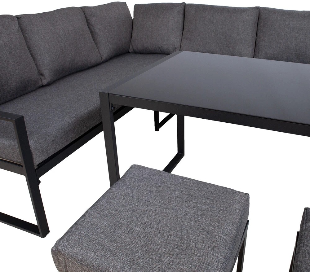 Lauko baldų komplektas Home4You Sodo baldų komplektas LEIPZIG table, corner sofa, 2 ottomans