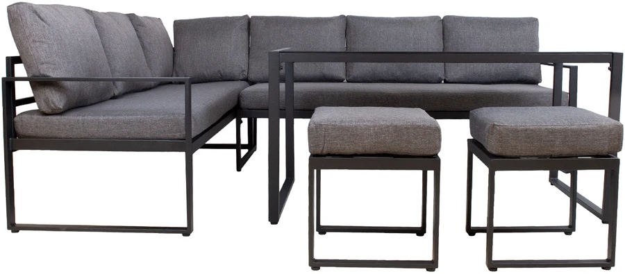 Lauko baldų komplektas Home4You Sodo baldų komplektas LEIPZIG table, corner sofa, 2 ottomans