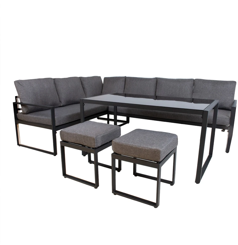 Lauko baldų komplektas Home4You Sodo baldų komplektas LEIPZIG table, corner sofa, 2 ottomans