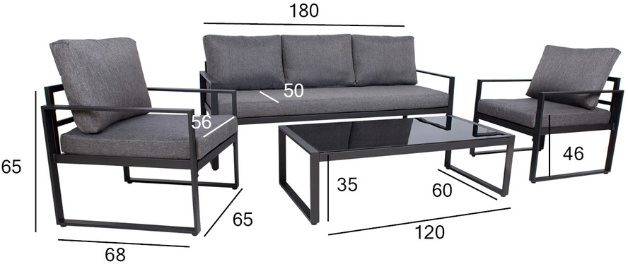 Lauko baldų komplektas Home4You Sodo baldų komplektas LEIPZIG table, sofa, 2 chairs