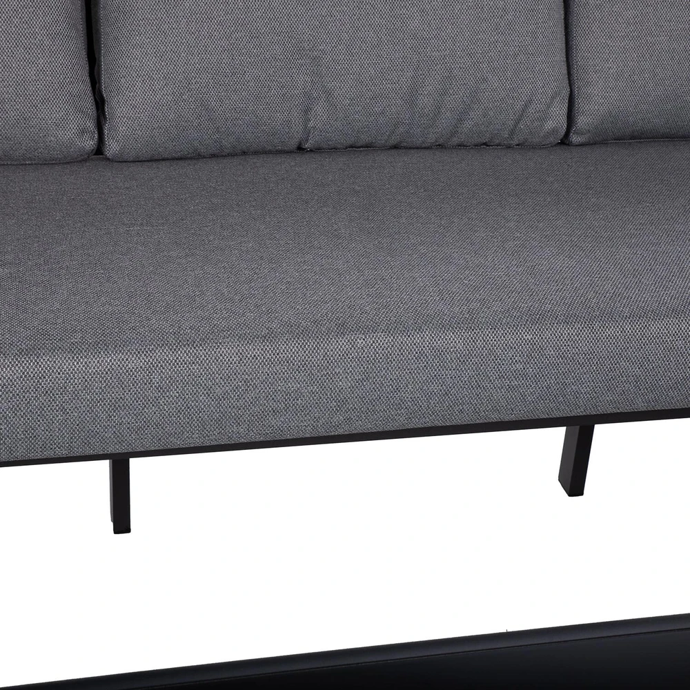 Lauko baldų komplektas Home4You Sodo baldų komplektas LONA table, sofa and 2 chairs, pilkas/juodas