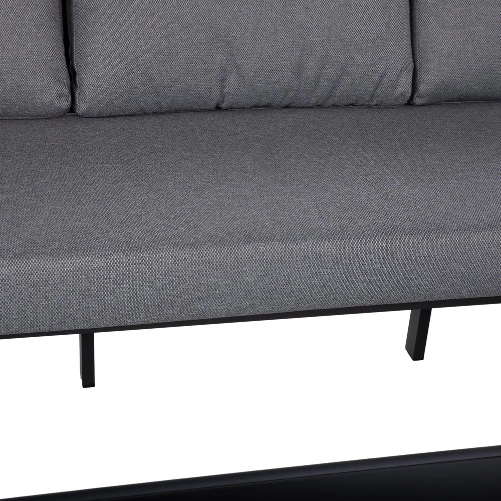 Lauko baldų komplektas Home4You Sodo baldų komplektas LONA table, sofa and 2 chairs, pilkas/juodas