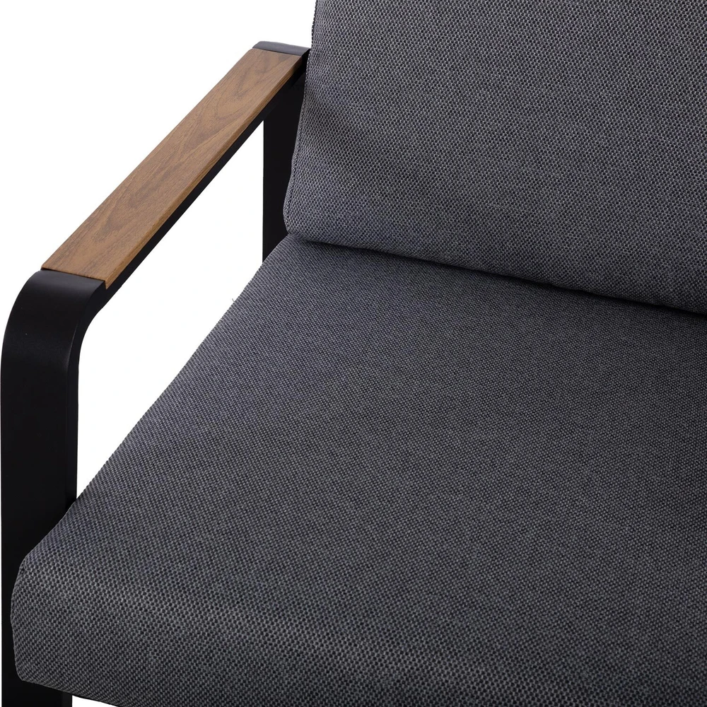 Lauko baldų komplektas Home4You Sodo baldų komplektas LONA table, sofa and 2 chairs, pilkas/juodas