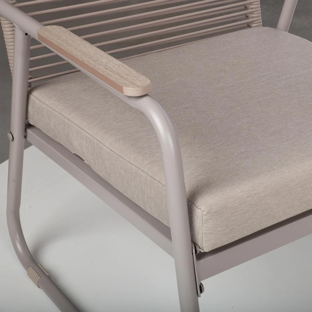 Lauko baldų komplektas Home4You Sodo baldų komplektas MACOS stalas, sofa ir 2 kėdės, smėlio spalvos