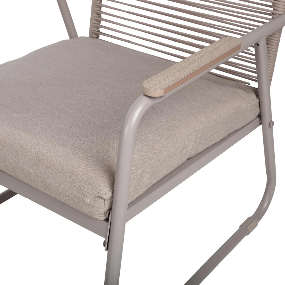 Lauko baldų komplektas Home4You Sodo baldų komplektas MACOS stalas, sofa ir 2 kėdės, smėlio spalvos