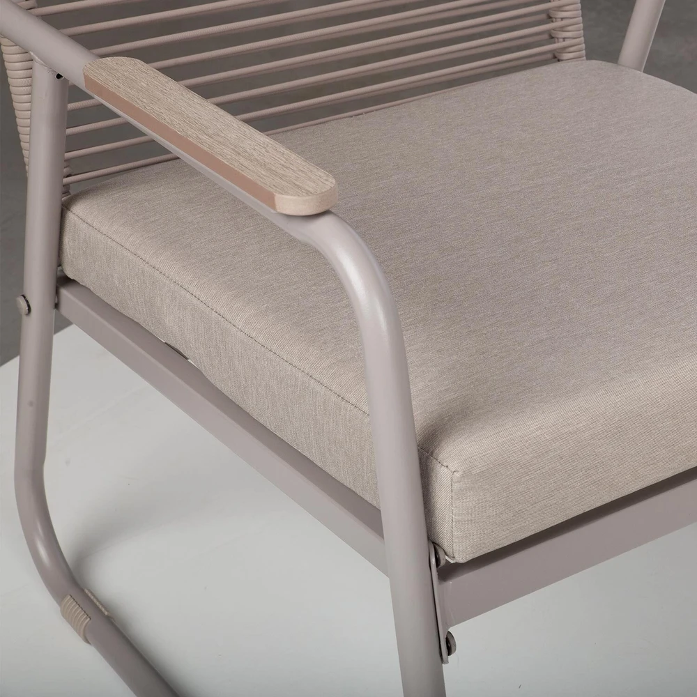 Lauko baldų komplektas Home4You Sodo baldų komplektas MACOS stalas, sofa ir 2 kėdės, smėlio spalvos