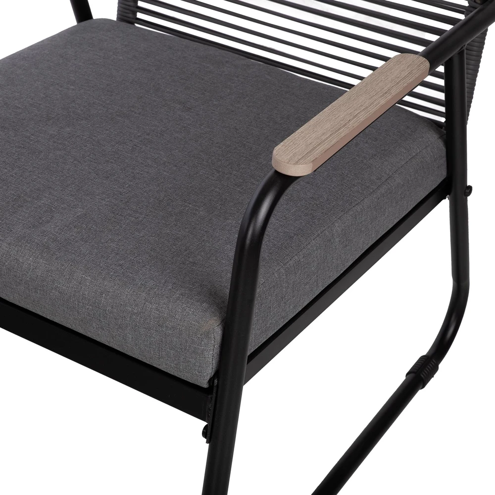Lauko baldų komplektas Home4You Sodo baldų komplektas MACOS table, sofa and 2 chairs, pilkas/juodas