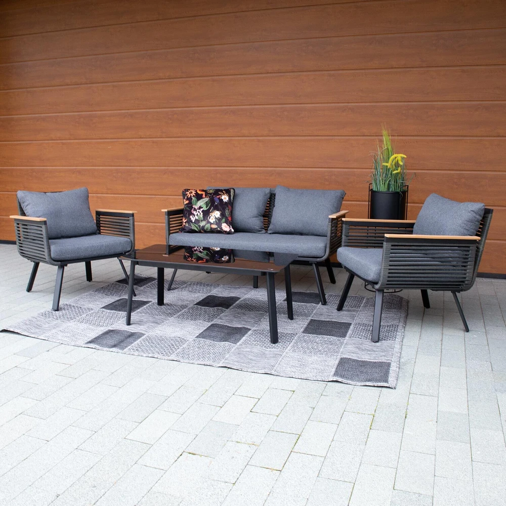 Lauko baldų komplektas Home4You Sodo baldų komplektas MALAGA table, sofa and 2 chairs