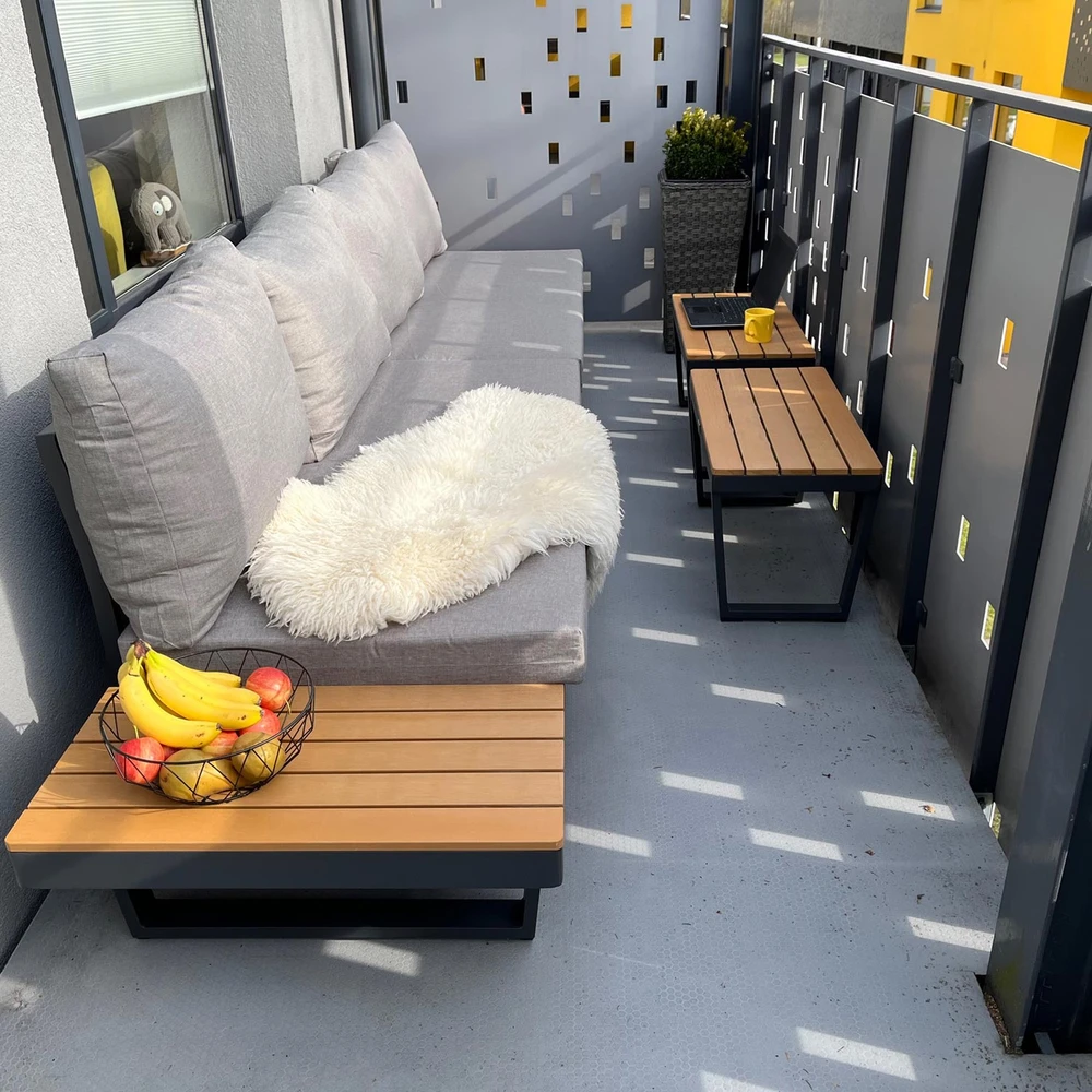 Lauko baldų komplektas Home4You Sodo baldų komplektas MALTA modular sofa, 2 tables