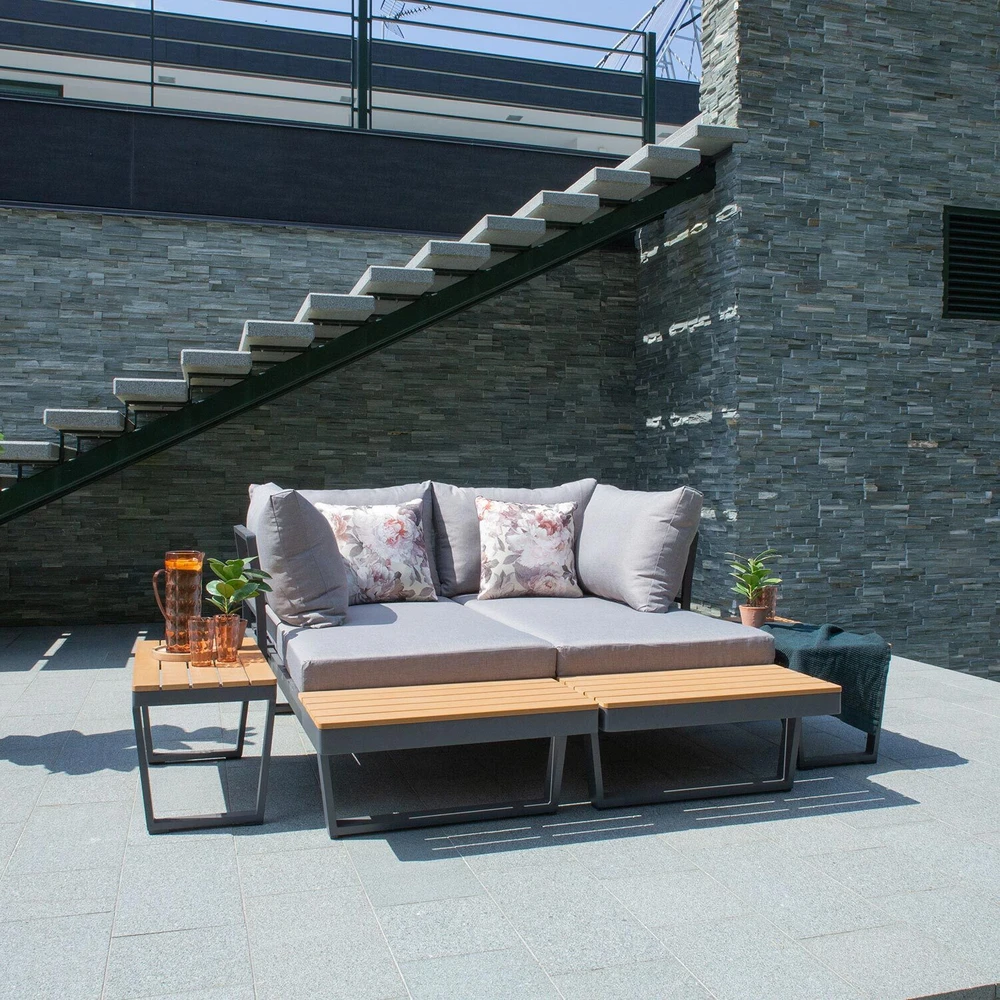 Lauko baldų komplektas Home4You Sodo baldų komplektas MALTA modular sofa, 2 tables