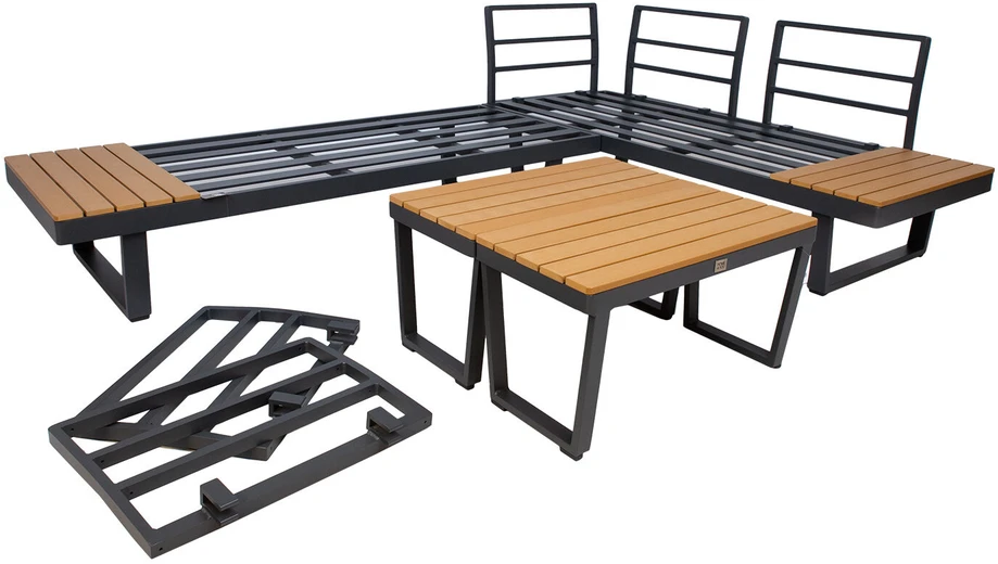 Lauko baldų komplektas Home4You Sodo baldų komplektas MALTA modular sofa, 2 tables