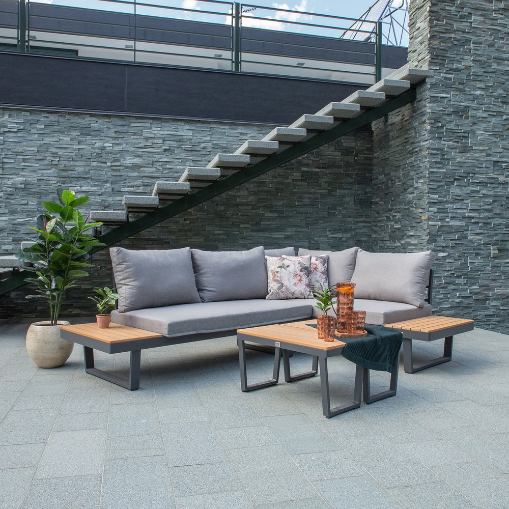 Lauko baldų komplektas Home4You Sodo baldų komplektas MALTA modular sofa, 2 tables