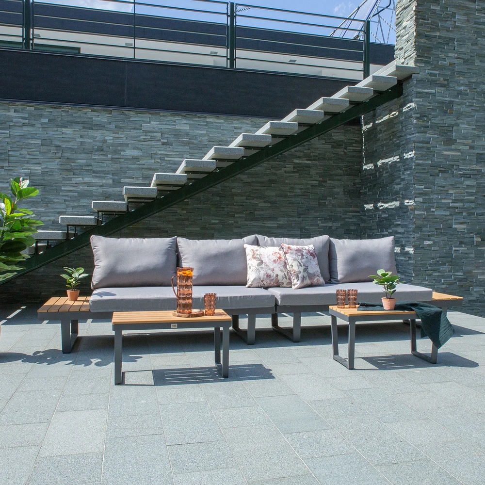 Lauko baldų komplektas Home4You Sodo baldų komplektas MALTA modular sofa, 2 tables