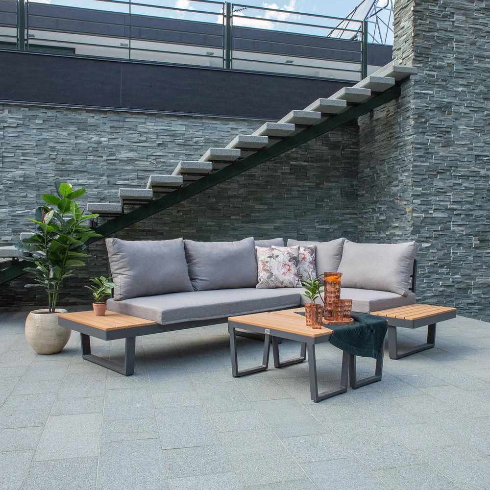 Lauko baldų komplektas Home4You Sodo baldų komplektas MALTA modular sofa, 2 tables
