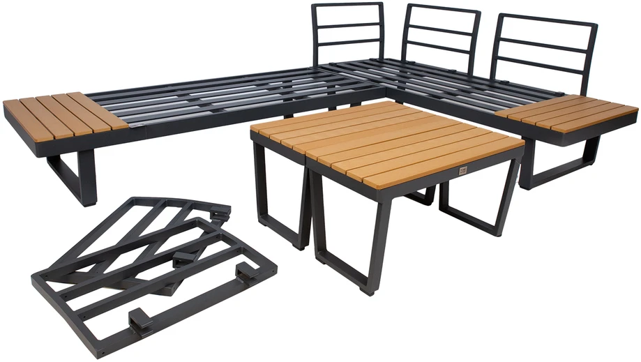 Lauko baldų komplektas Home4You Sodo baldų komplektas MALTA modular sofa, 2 tables