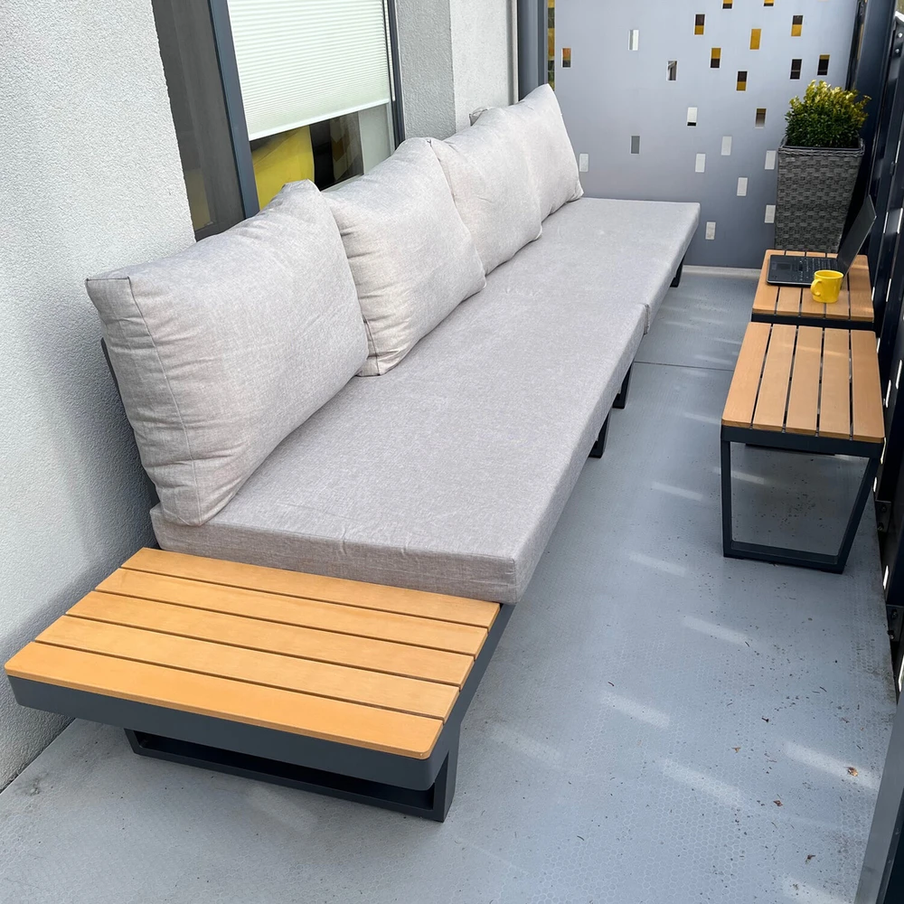 Lauko baldų komplektas Home4You Sodo baldų komplektas MALTA modular sofa, 2 tables