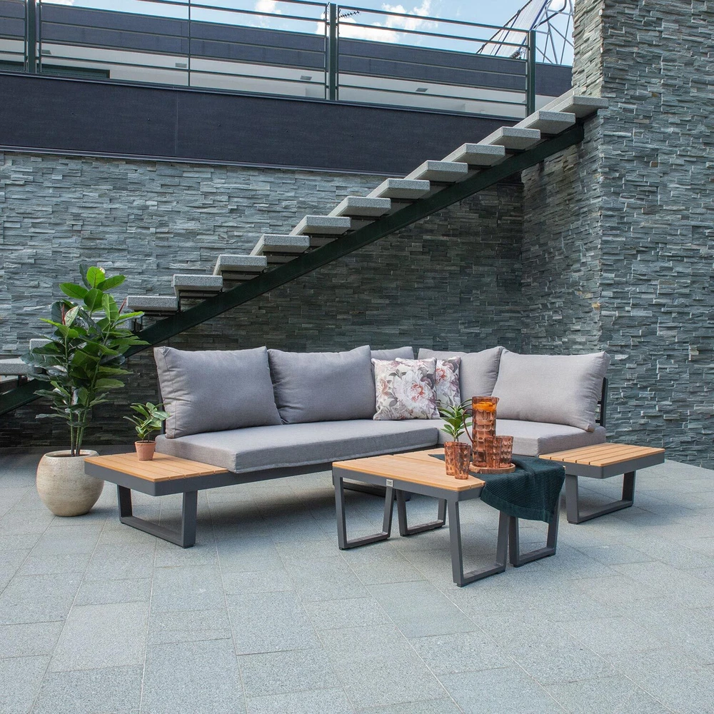 Lauko baldų komplektas Home4You Sodo baldų komplektas MALTA modular sofa, 2 tables