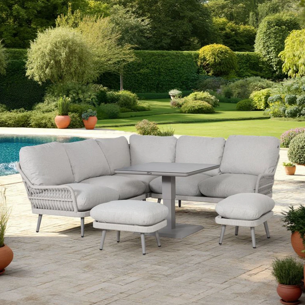 Lauko baldų komplektas Home4You Sodo baldų komplektas MARENDA 4-parts, pilkas/beige