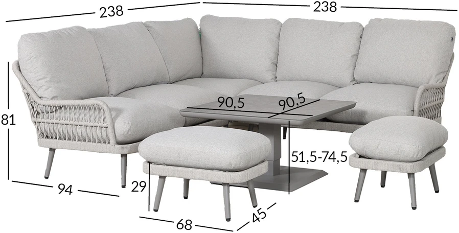 Lauko baldų komplektas Home4You Sodo baldų komplektas MARENDA 4-parts, pilkas/beige