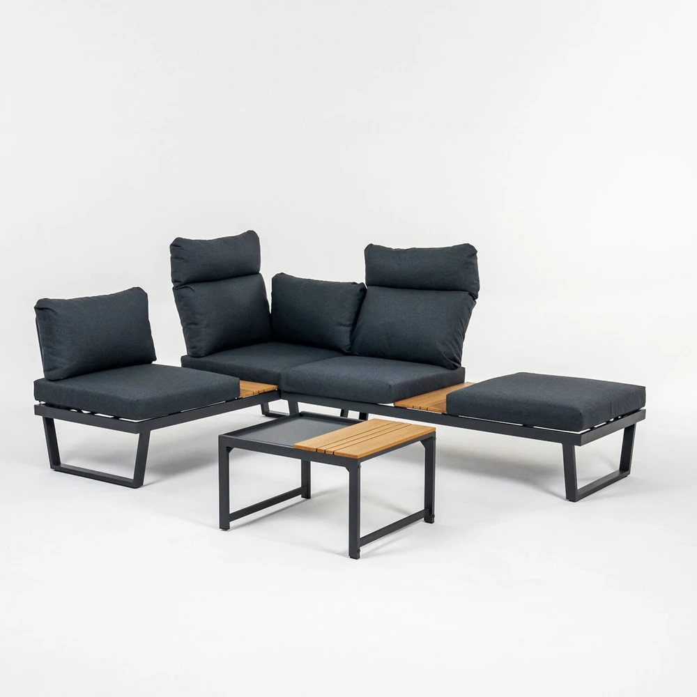 Lauko baldų komplektas Home4You Sodo baldų komplektas MOERS multifunctional, pilkas