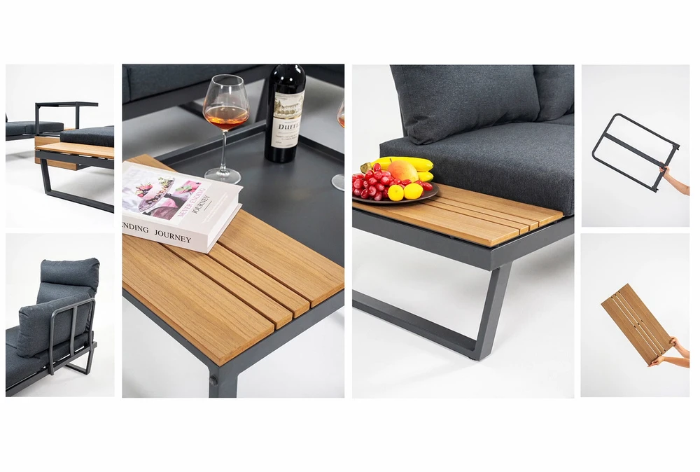 Lauko baldų komplektas Home4You Sodo baldų komplektas MOERS multifunctional, pilkas