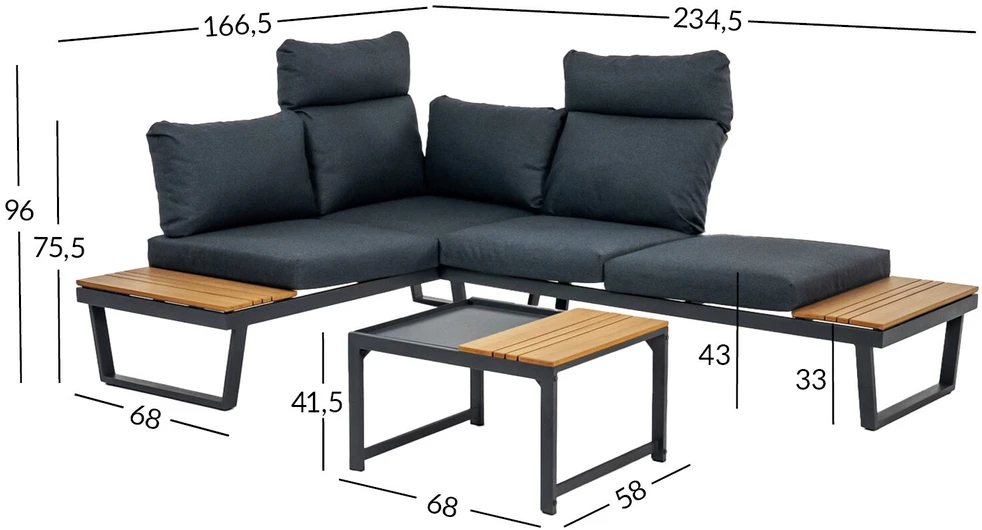 Lauko baldų komplektas Home4You Sodo baldų komplektas MOERS multifunctional, pilkas
