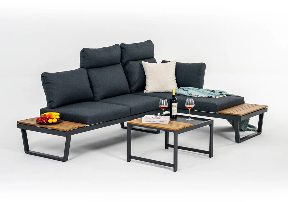 Lauko baldų komplektas Home4You Sodo baldų komplektas MOERS multifunctional, pilkas