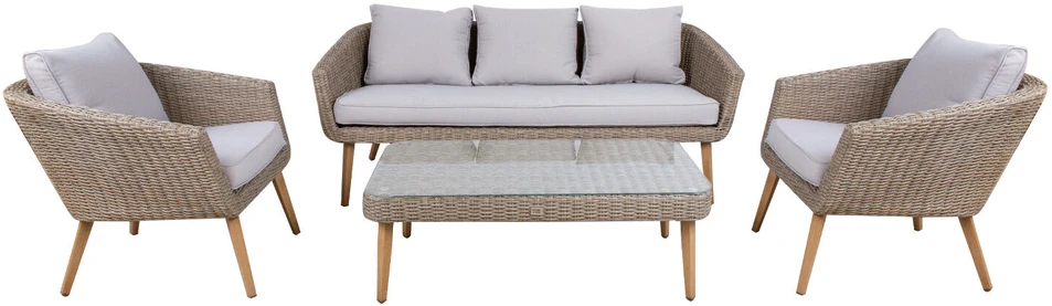Lauko baldų komplektas Home4You Sodo baldų komplektas NORWAY coffee table, sofa, 2 chairs