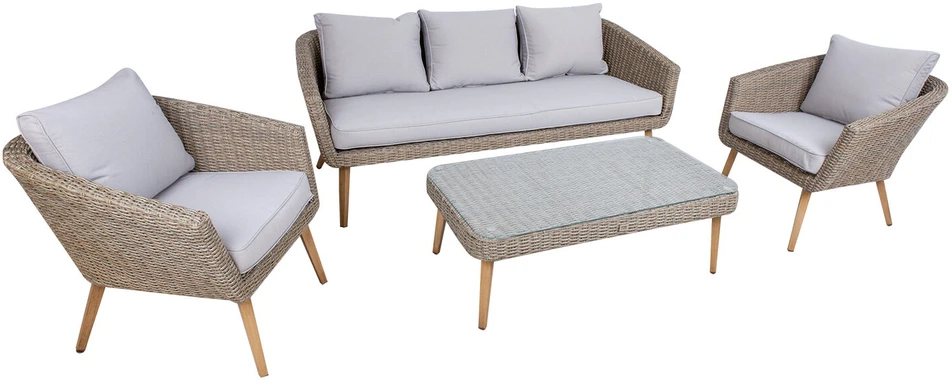 Lauko baldų komplektas Home4You Sodo baldų komplektas NORWAY coffee table, sofa, 2 chairs