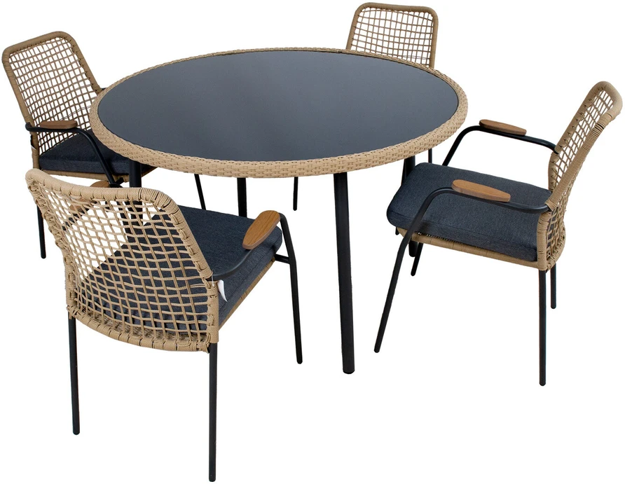 Lauko baldų komplektas Home4You Sodo baldų komplektas PRUSSIA stalas ir 4 kėdės