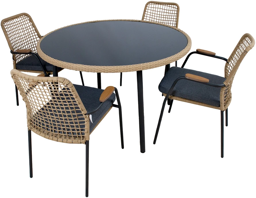 Lauko baldų komplektas Home4You Sodo baldų komplektas PRUSSIA stalas ir 4 kėdės