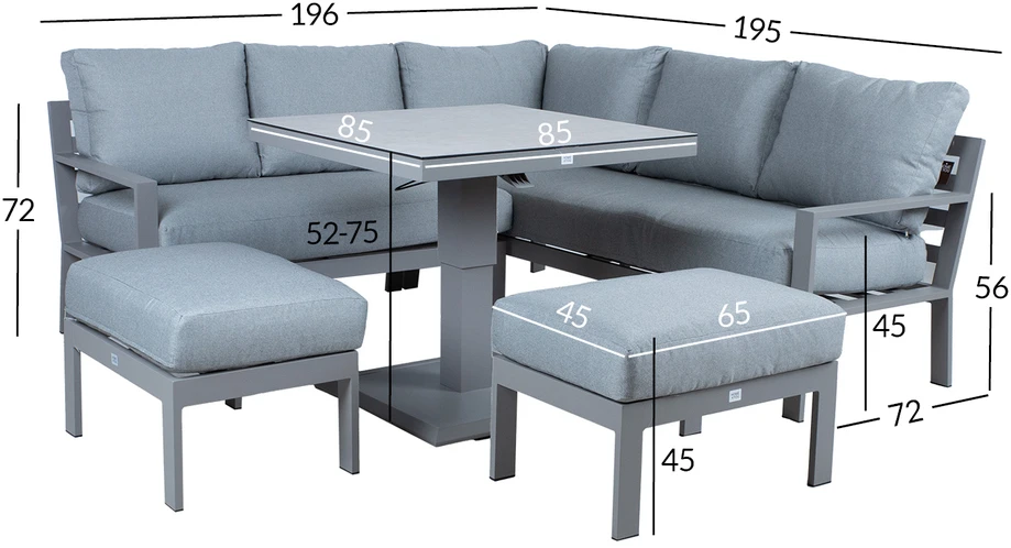 Lauko baldų komplektas Home4You Sodo baldų komplektas RIO 4-parts, greyish beige