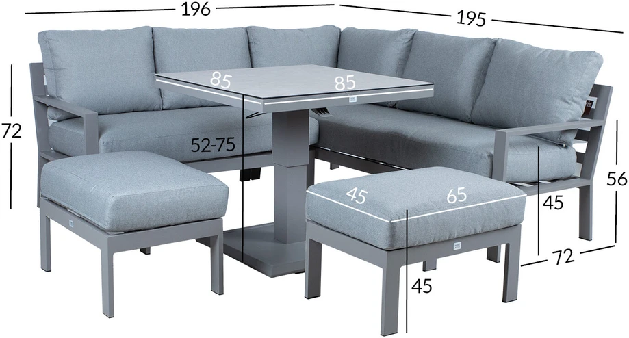 Lauko baldų komplektas Home4You Sodo baldų komplektas RIO 4-parts, greyish beige