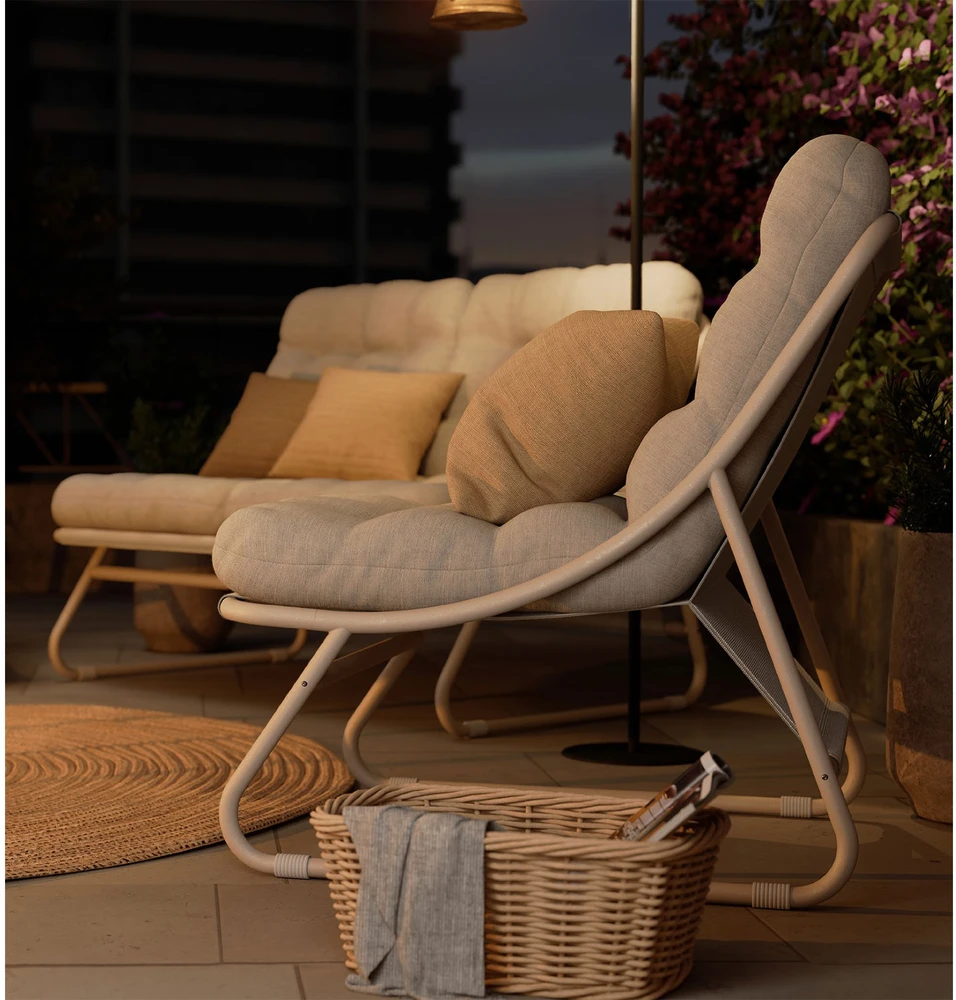 Lauko baldų komplektas Home4You Sodo baldų komplektas SAMBA stalas, sofa ir 2 kėdės, šviesiai pilka