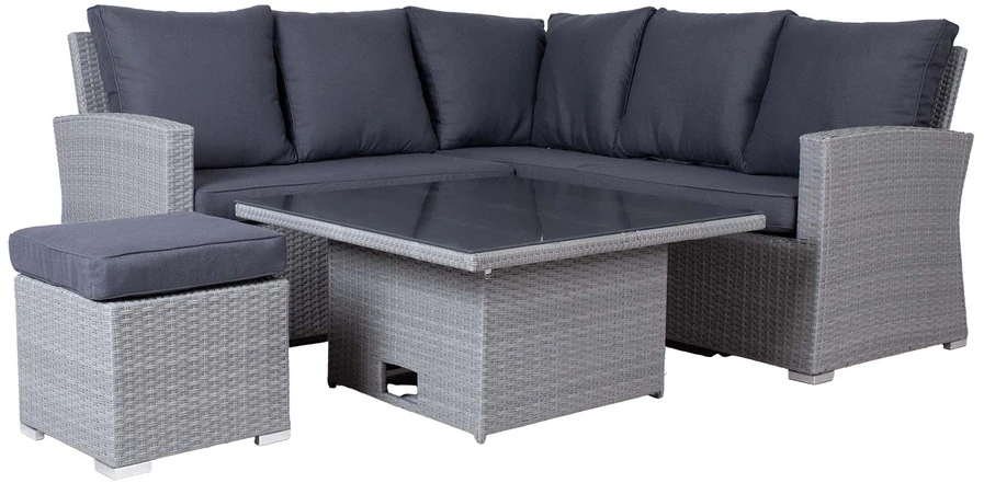 Lauko baldų komplektas Home4You Sodo baldų komplektas SAMUEL stalas, kampinė sofa ir pufas