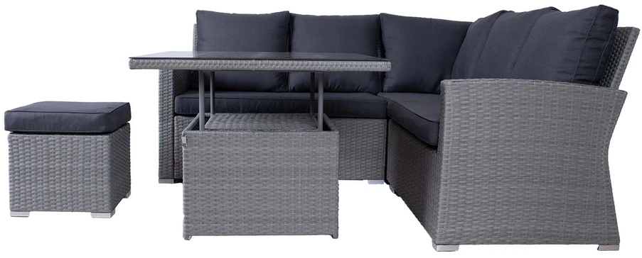 Lauko baldų komplektas Home4You Sodo baldų komplektas SAMUEL stalas, kampinė sofa ir pufas