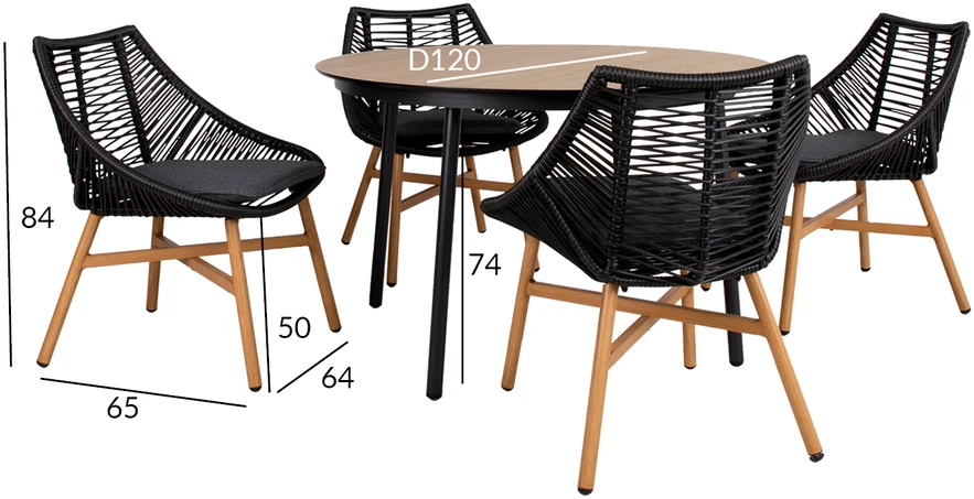 Lauko baldų komplektas Home4You Sodo baldų komplektas HELSINKI stalas ir 4 kėdės