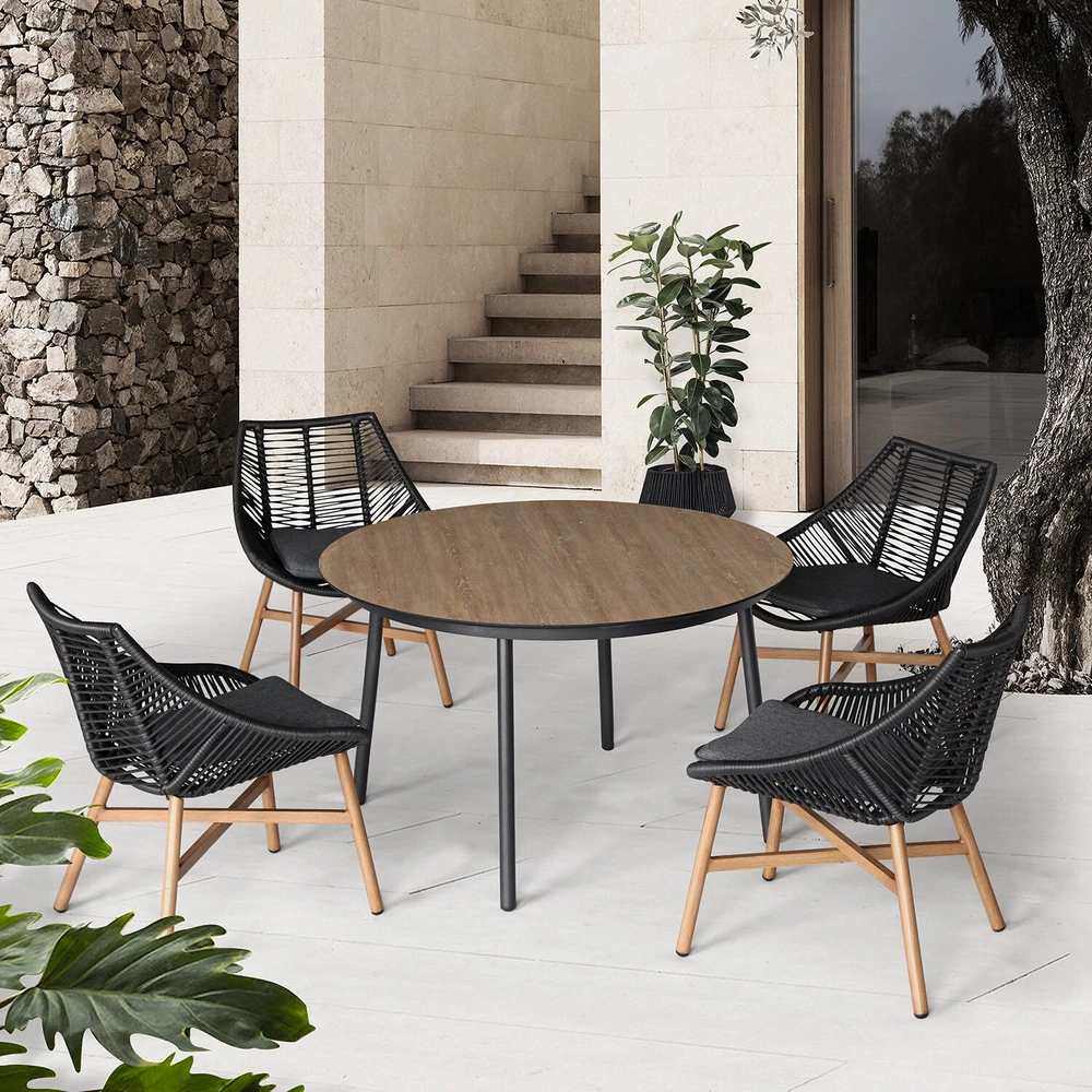 Lauko baldų komplektas Home4You Sodo baldų komplektas HELSINKI stalas ir 4 kėdės