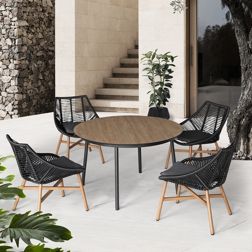 Lauko baldų komplektas Home4You Sodo baldų komplektas HELSINKI stalas ir 4 kėdės