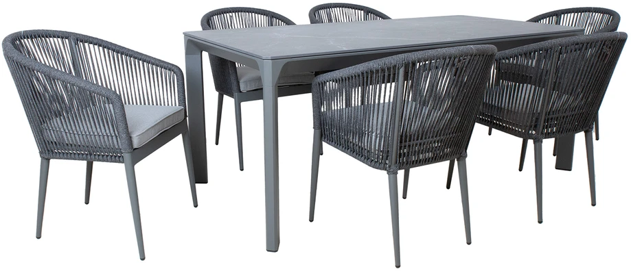Lauko baldų komplektas Home4You Sodo baldų komplektas CARVES stalas ir 6 kėdės