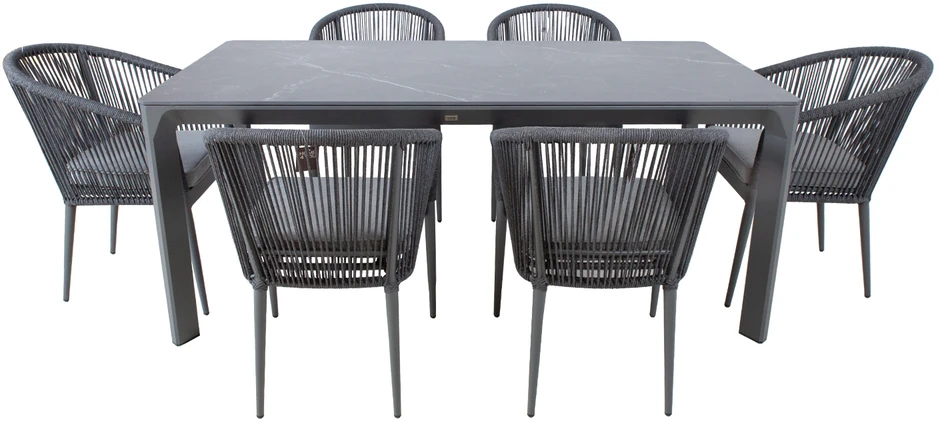 Lauko baldų komplektas Home4You Sodo baldų komplektas CARVES stalas ir 6 kėdės