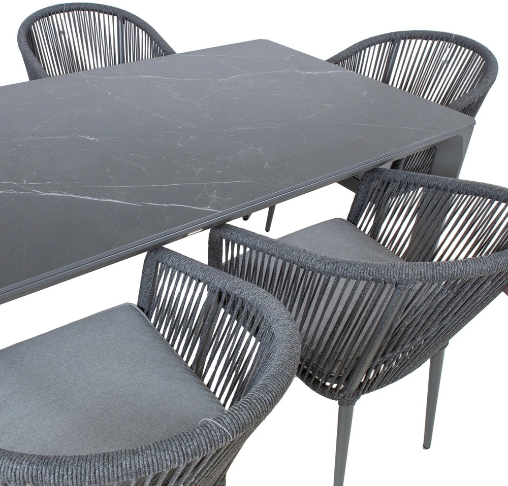 Lauko baldų komplektas Home4You Sodo baldų komplektas CARVES stalas ir 6 kėdės