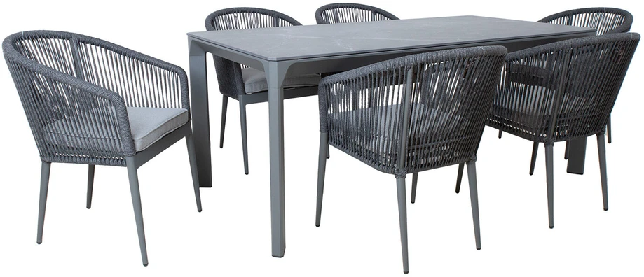 Lauko baldų komplektas Home4You Sodo baldų komplektas CARVES stalas ir 6 kėdės