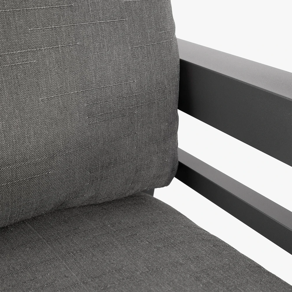 Lauko baldų komplektas Home4You Sodo baldų komplektas TOMSON stalas, sofa ir 2 kėdės, rėmas: aliumininis, pagalvėlės: pilkos