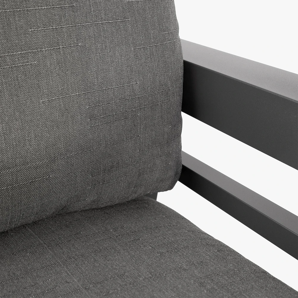 Lauko baldų komplektas Home4You Sodo baldų komplektas TOMSON stalas, sofa ir 2 kėdės, rėmas: aliumininis, pagalvėlės: pilkos